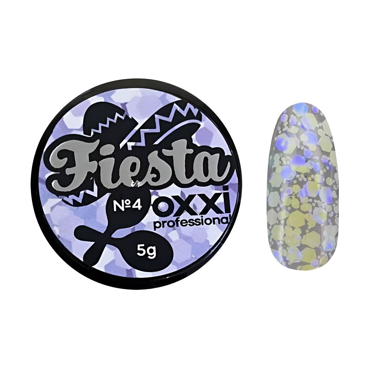 Глітерний гель для манікюру Oxxi Professional Fiesta Glitter Gel 04, 5 г