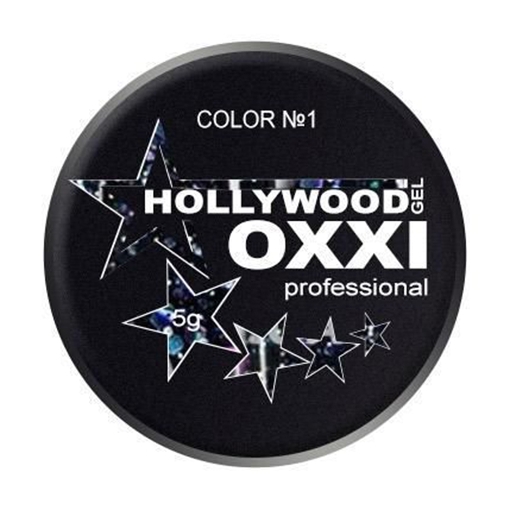 Глітерний гель для манікюру Oxxi Professional Hollywood 1 Чорний з голографічним ефектом, 5 г