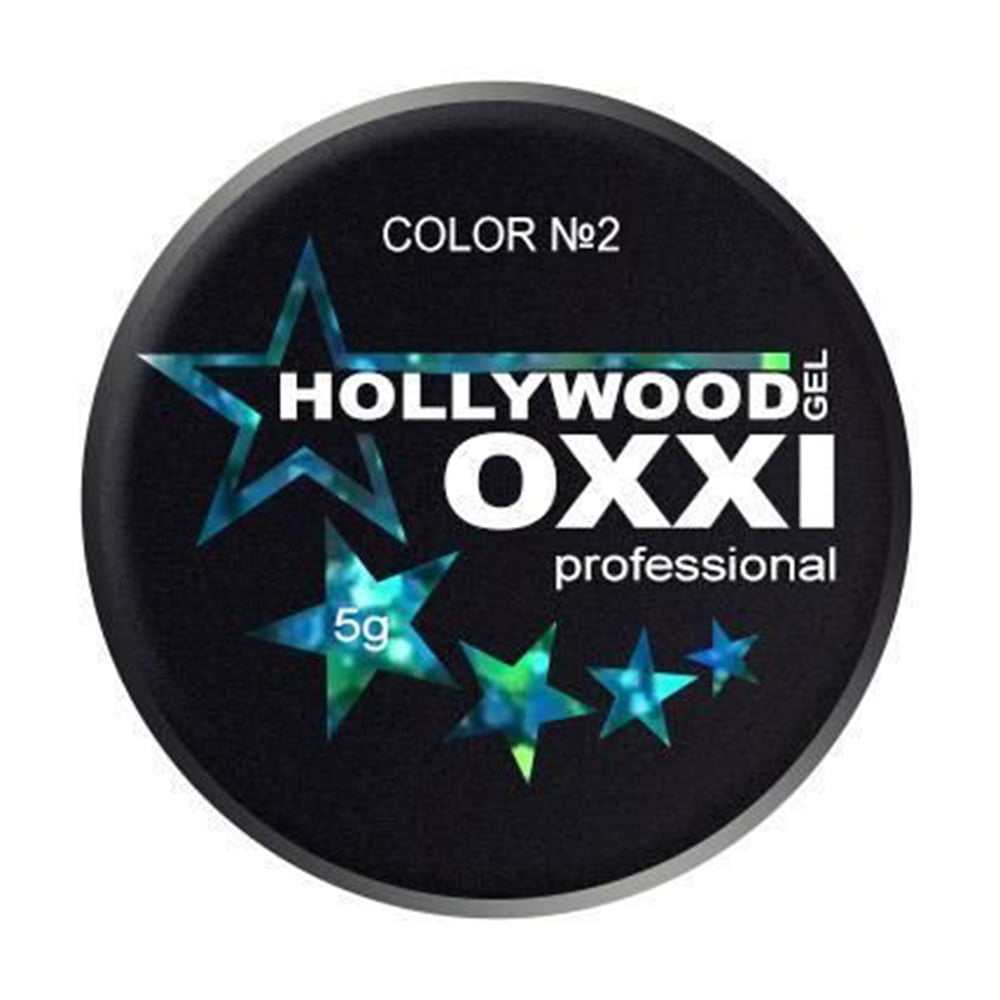 Глітерний гель для манікюру Oxxi Professional Hollywood 2 Бірюзово-салатовий голографічний мікс, 5 г