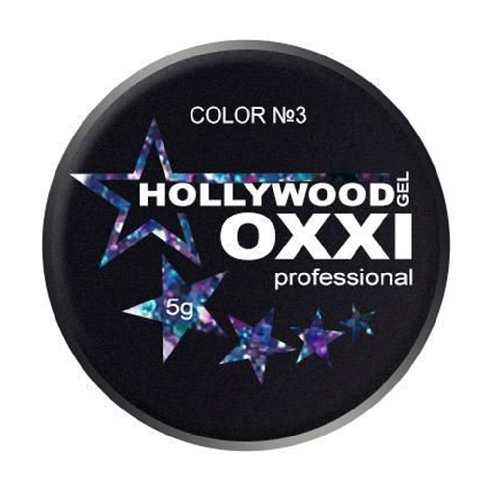Глітерний гель для манікюру Oxxi Professional Hollywood 3 Блакитний, бузковий, рожевий голографічний мікс, 5 г